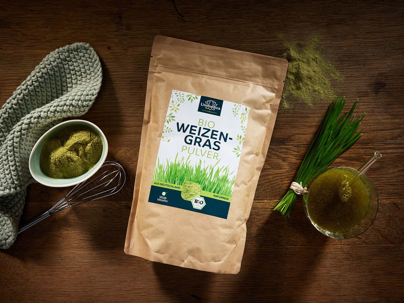 Organic Wheatgrass Powder  from Germany - 100 % all-natural - 500 g - from Unimedica